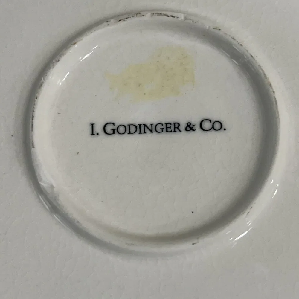 I Godinger & Co Cobalt Blue Yellow Hand Painted Plates Scalloped Set of 2